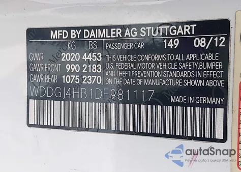 2013 Mercedes-Benz C 250 from USA, damaged, VIN WDDGJ4HB1DF981117